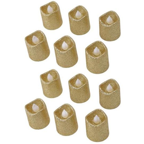 BEL-7696830450936-Photophore LED Bougies Chauffe-plat Flamme, 12PCS alimenté par Batterie LED Lumière Chaude Dorée, luminaire lampe