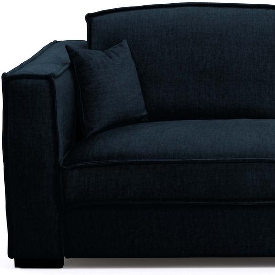 BELFORT - Canapé convertible 3 places - Velours, Bleu marine