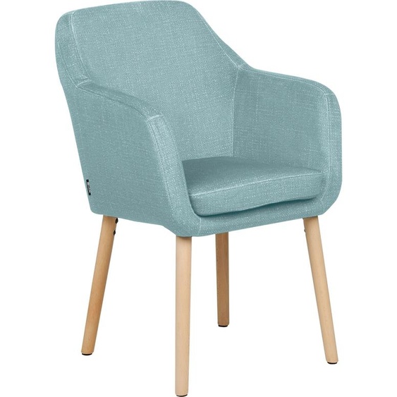 BELIANI Chaise de salle à manger en velours bleu pieds en bois avec accoudoirs style classique cuisine salle à manger