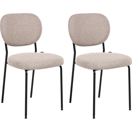 BELIANI Ensemble de 2 chaises de salle à manger marron clair revêtement en tissu sans accoudoirs facile dentretien style scandinave minimaliste cuisine salle à manger