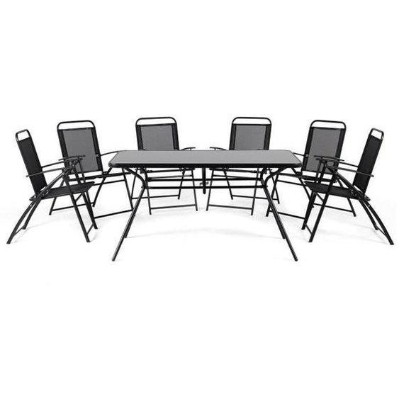Beliani - Ensemble table et 6 chaises en acier noir LIVO
