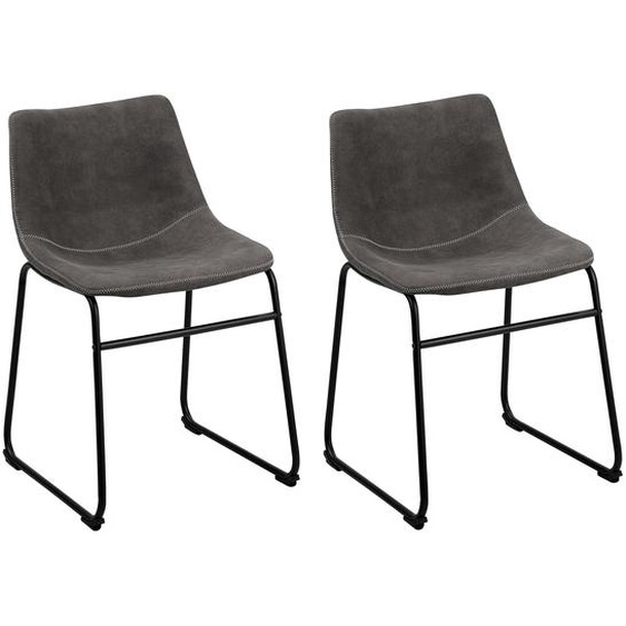 BELIANI Jeu de 2 chaises de salle à manger en polyester gris pieds en métal noir salle à manger moderne de style industriel