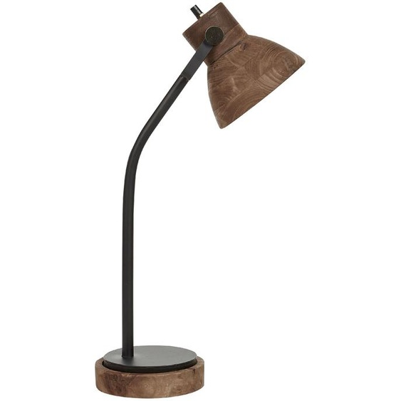 BELIANI Lampe à poser en bois de manguier brun foncé avec base noire abat-jour en bois design classique décoration moderne éclairage