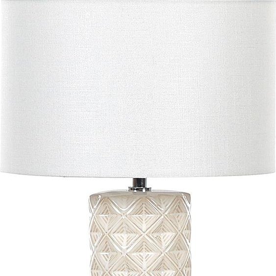 BELIANI Lampe à poser en céramique beige 49 cm motif géométrique abat-jour en tissu beige salon chambre à coucher