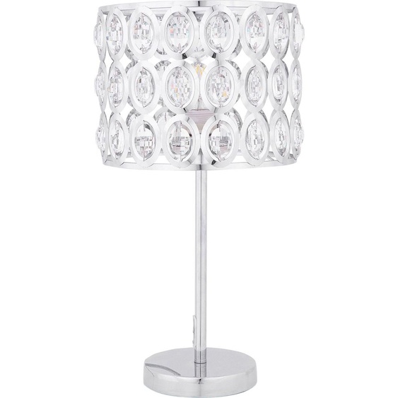 BELIANI Lampe à poser métal argenté 53 cm abat-jour avec cristaux en verre acrylique Câble avec interrupteur Style moderne et charmant