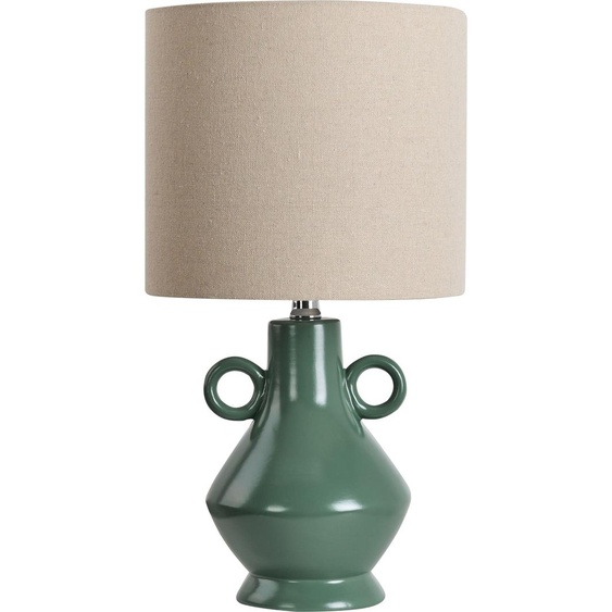 BELIANI Lampe de table base en céramique verte abat-jour en tissu en forme de tambour éclairage dambiance lampe de table