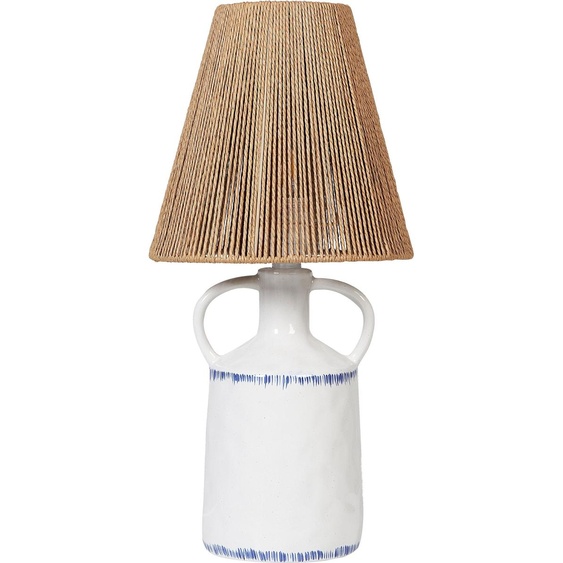 BELIANI Lampe de table blanc Céramique forme vase 51 cm Abat-jour papier forme tambour Câble avec interrupteur Fait main Boho Chambre à coucher et salon Eclairage