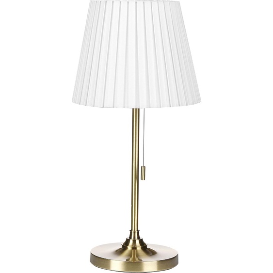 BELIANI Lampe de table en laiton et fer blanc avec abat-jour en polyester pour chambre à coucher salon style rétro classique