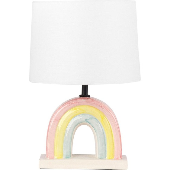 BELIANI Lampe de table Multicolore Céramique Forme arc-en-ciel 42 cm Abat-jour en tissu Forme tambour Rond Câble avec interrupteur Moderne Skandi Chambre à coucher et salon