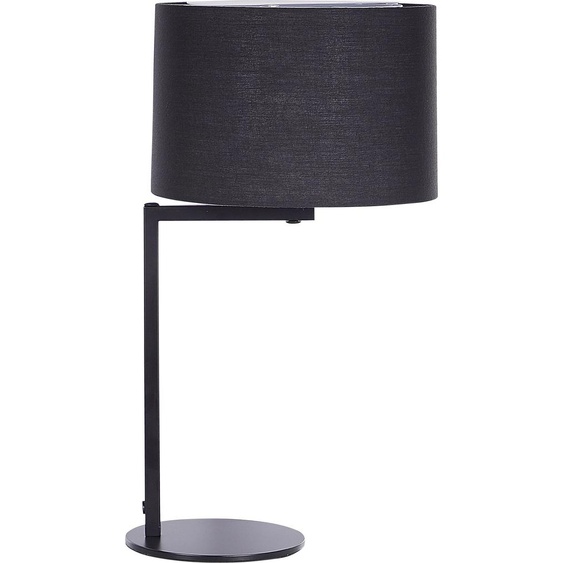BELIANI lampe de table noir abat-jour tissu forme tambour fer pied de lampe lampe de chevet avec interrupteur design moderne minimaliste