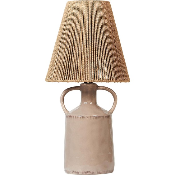 BELIANI Lampe de table Taupe Céramique forme vase 51 cm Abat-jour papier forme tambour Câble avec interrupteur Fait main Boho Chambre à coucher et salon Éclairage