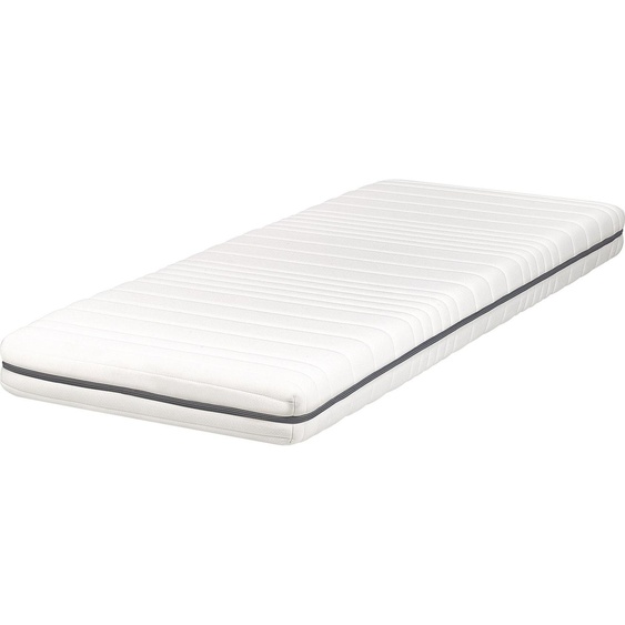BELIANI Matelas en mousse blanc 80 x 200 cm tissu polyester housse amovible avec fermeture éclair pour lit simple moyennement dur