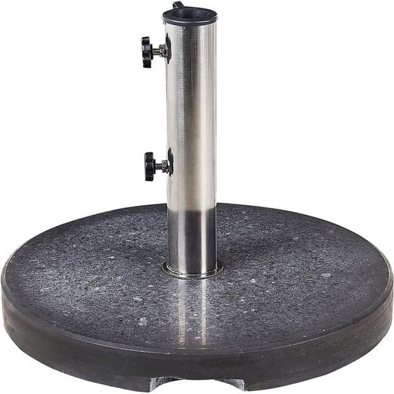BELIANI Pied de parapluie Granit noir Acier inoxydable 45 x 45 cm Porte-parapluie rond 25 kg