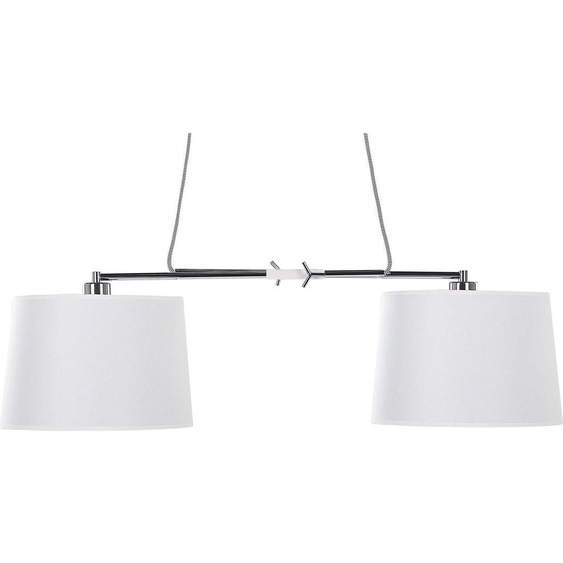 BELIANI Suspension métal blanc 2 abat-jours en tissu en forme de tambour Design minimaliste, style vintage pour le salon, la chambre et la salle à manger