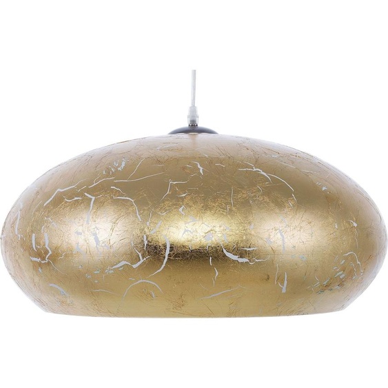 BELIANI Suspension métal doré, abat-jour rond en feuille dor, aspect moderne