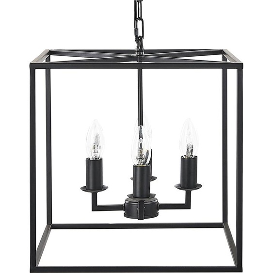 BELIANI Suspension métal noir 115 cm forme géométrique cube avec cadre pour 4 ampoules style industriel moderne salon