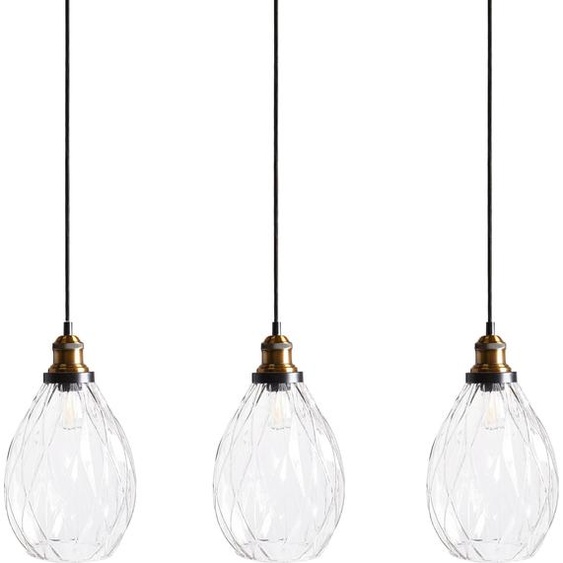 BELIANI Suspension verre transparent métal 3 abat-jours en verre pour éclairage de plafond style industriel moderne cuisine salle à manger