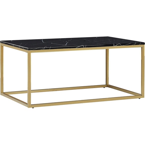 BELIANI Table basse Plateau gris avec effet béton, cadre rectangulaire en métal noir 100 x 60 cm pour salon de style industriel