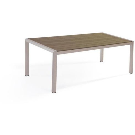 Beliani - Table de jardin en aluminium et bois synthétique marron 180 x 90 cm VERNIO