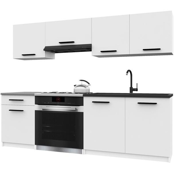 Belini - Coin cuisine moderne ITALIA 1 - Meubles de cuisine 180 cm blanc mat - Cuisine équipée avec éléments hauts, éléments bas et plans de travail