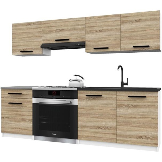 Belini - Coin cuisine moderne ITALIA 1 - Meubles de cuisine 180 cm en chêne Sonoma - Cuisine équipée avec éléments hauts, éléments bas et plans de travail