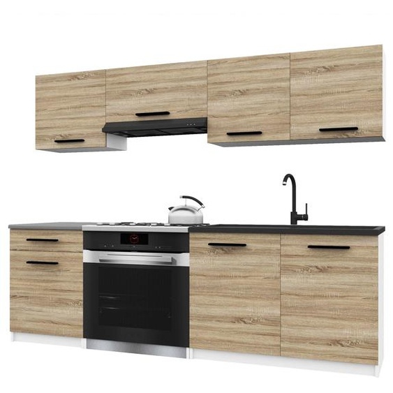 Belini - Coin cuisine moderne ITALIA 1 - Meubles de cuisine 180 cm en chêne Sonoma - Cuisine équipée avec éléments hauts, éléments bas et plans de travail