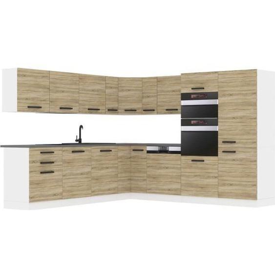 Belini Cuisine Equipee Complete JANE Muebles. L-Forme Cuisine. Cuisine Complete Avec Plan de Travail, chêne sonoma
