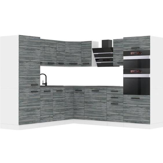 Belini Cuisine Equipee Complete STACY Meuble de Cuisine Complets. L-Forme Cuisine.  Avec Plan de Travail, chêne glamour