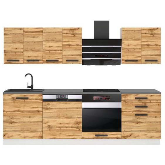 Belini Cuisine Equipee Complete SUSAN Muebles de Cuisine Complets - 240 cm.  Sans Plan de Travail, chêne wotan