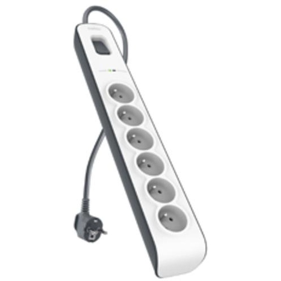 Belkin BSV603ca2m, 650 J, 6 sortie(s) CA, Type E, Noir, Blanc, Type E, 2 m