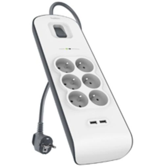 Belkin BSV604ca2m, 650 J, 6 sortie(s) CA, Blanc, 2 m