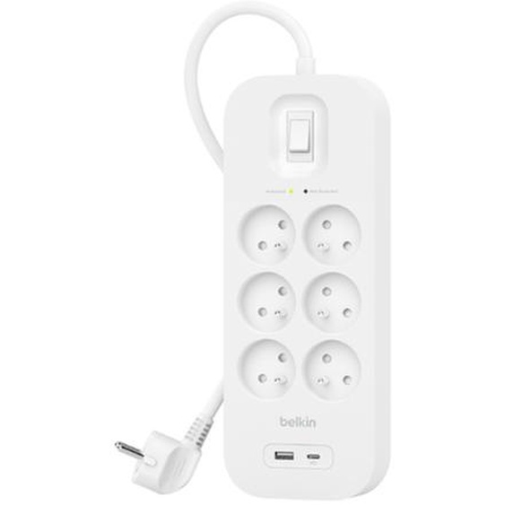 Belkin Connect, 650 J, 6 sortie(s) CA, Blanc, Universel, 2 m, 1 pièce(s) SRB002CA2M