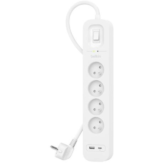 Belkin SRB001CA2M, 900 J, 4 sortie(s) CA, Type E, Type E, Blanc, 2 m