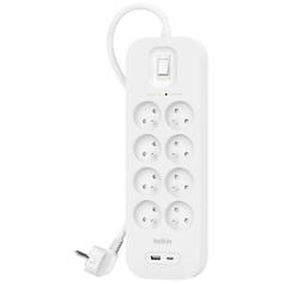 Belkin SRB003CA2M, 900 J, 8 sortie(s) CA, Type E, Type E, Blanc, 2 m