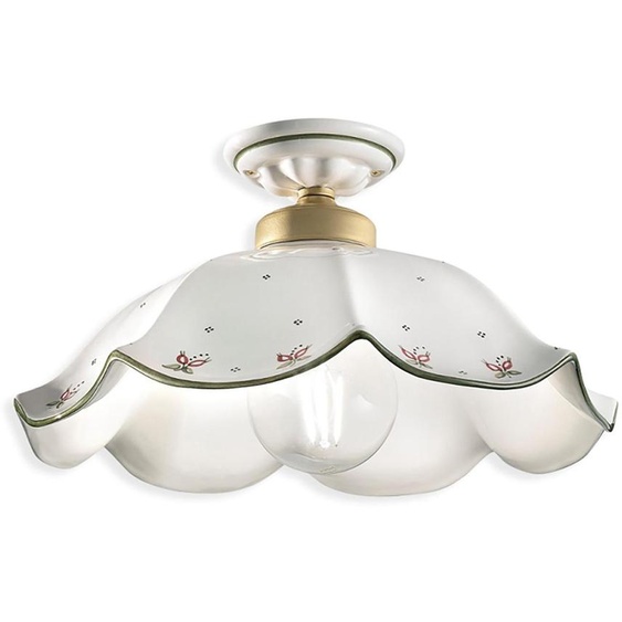 Belluno Plafonnier Classique Céramique et Laiton SatinéReproductioné 1 Lumière E27