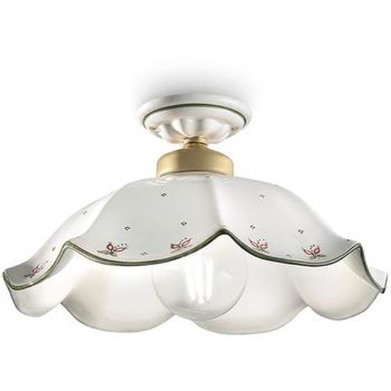 Belluno Plafonnier Classique Céramique et Laiton SatinéReproductioné 1 Lumière E27