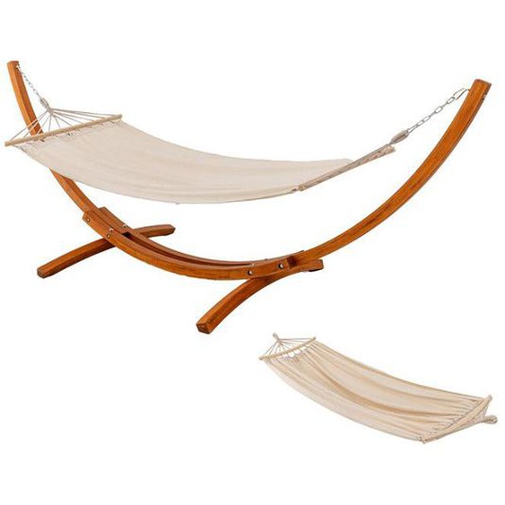 BELONID Hamac en bois avec support 2 housses de hamac remplaçableskit hamac double capacité max. 150 kg Balcon/jardin/terrasse