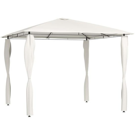 Belvédère avec revêtement de poteaux 3x3x2,6 m Crème 160 g/m²