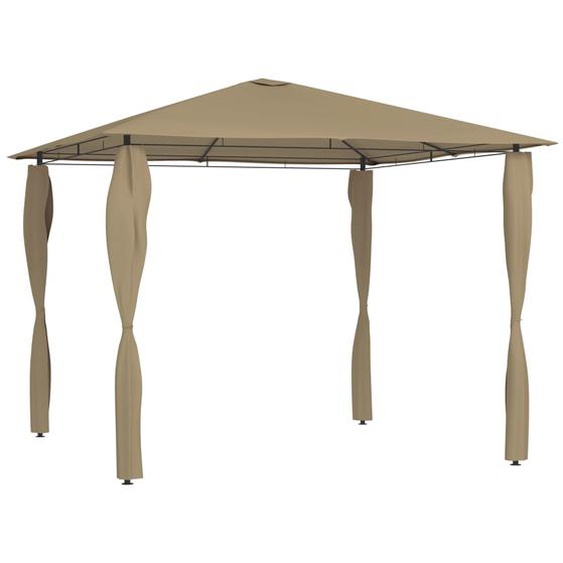 Belvédère avec revêtement de poteaux 3x3x2,6 m Taupe 160 g/m²