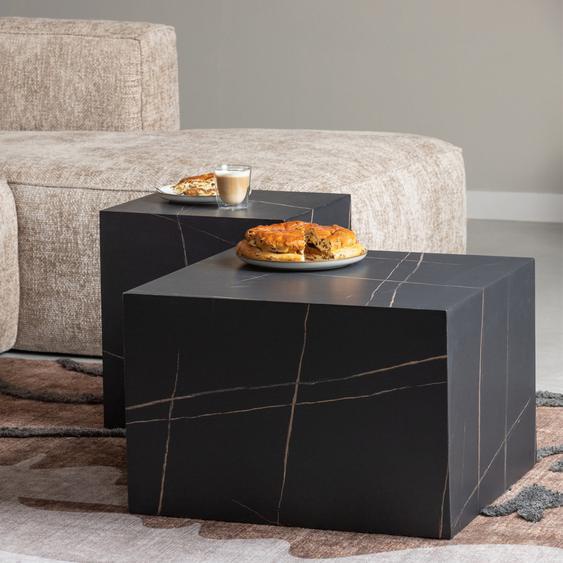 Benji - Table basse effet marbre H40xL60cm - Couleur - Noir