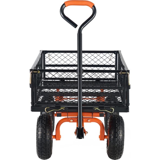 Benne SucceBuy - Chariot de jardin en métal avec poignée 2 en 1, capacité de 400 livres, cadre facile à monter, brouette multi-usages avec pneus de 10 pouces