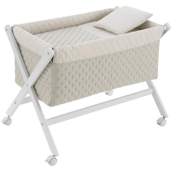 Berceau À Pieds Croisés En Bois De Hêtre Avec Roulettes Et Matelas Vert / Blanc