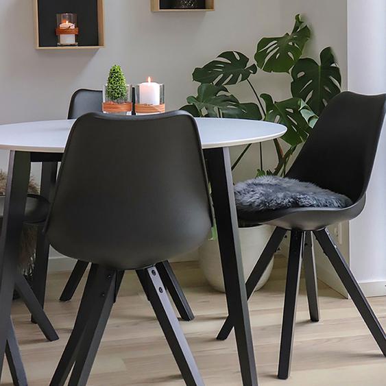 Bergen - Lot de 2 chaises en simili et pieds en bois - Couleur - Noir