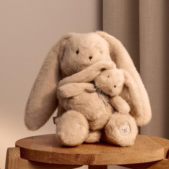 Berto peluche lapin maman et bébé écru