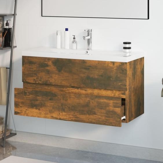 Best Möbel Armoire lavabo avec vasque encastrée Chêne fumé Bois composite - Armoires de toilette Cloris Neu3173795 2parcel