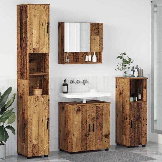 Best Möbel Ensemble de meubles de salle de bains 4 pcs Vieux bois 61 x 35 x 64 cm Bois composite - Armoires de toilette Cloris Nouveau7650052 4parcel
