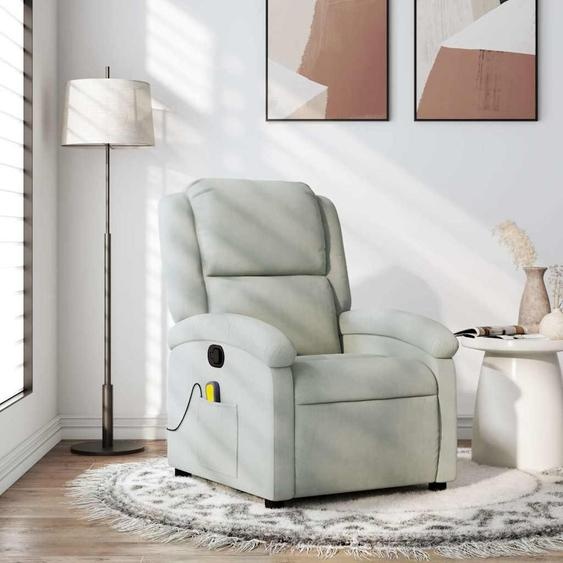 Best Möbel Fauteuil relax de massage, velours gris clair - Fauteuil TV & Relax CL7240260 1parcel