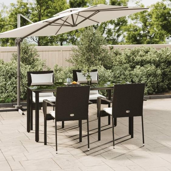 Best Möbel Gartenmöbel Set Balkonmöbel-Set 5-pièces Garten-Essgruppe mit Kissen Schwarz Poly Rattan - Garniture de jardin CL2303213 2parcel
