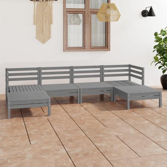Best Möbel Gartenmöbel Set Balkonmöbel-Set 6-pièces Garten-Lounge-Set Grau Massiv Holz Kiefer - Garnitures de meubles de jardin Cloris Neu8817990 2parcel
