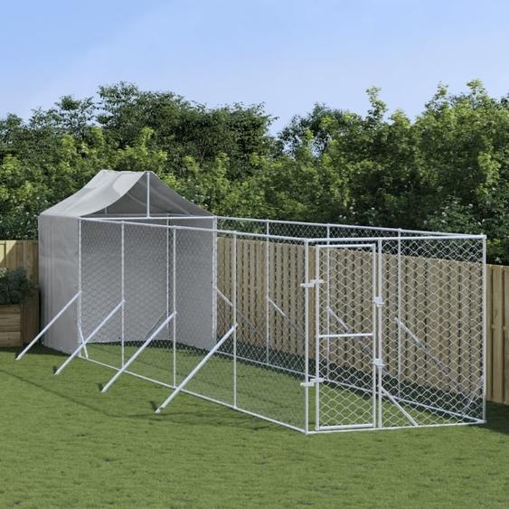 Best Möbel Outdoor chenil avec toit Argent 2x10x2,5 m Acier galvanisé - Niches pour chiens CL8600938 3parcel